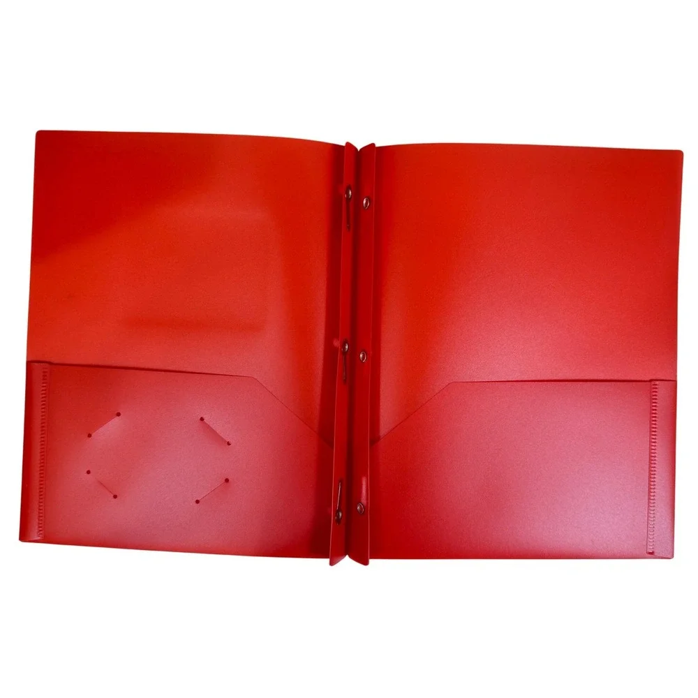 4 Pack Plastic 2 Pocket Folders with 3 Prongs Multi Color Poly Portfolio Set